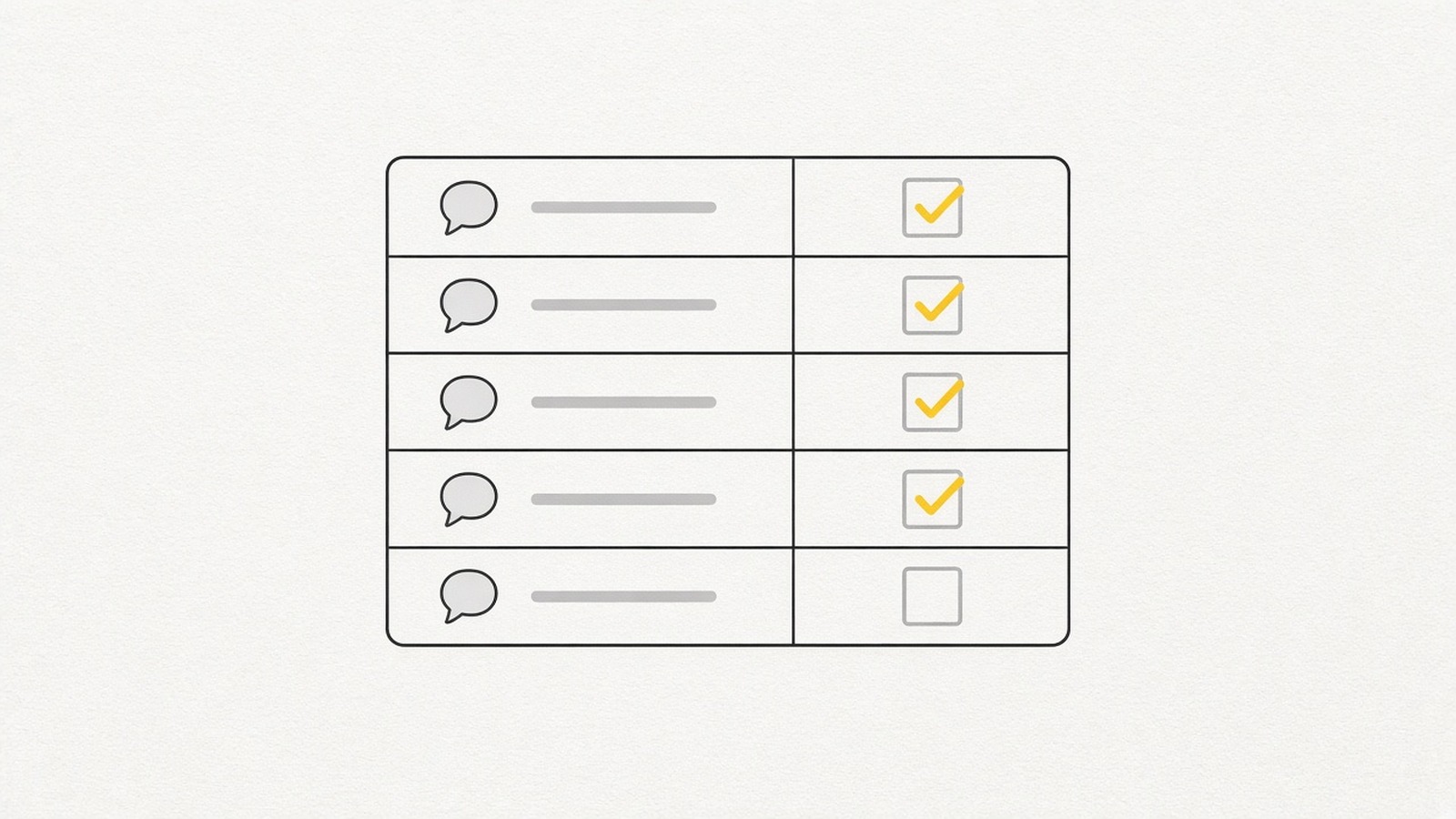 A two-column ledger: what members asked for on the left, and what shipped ticked off on the right
