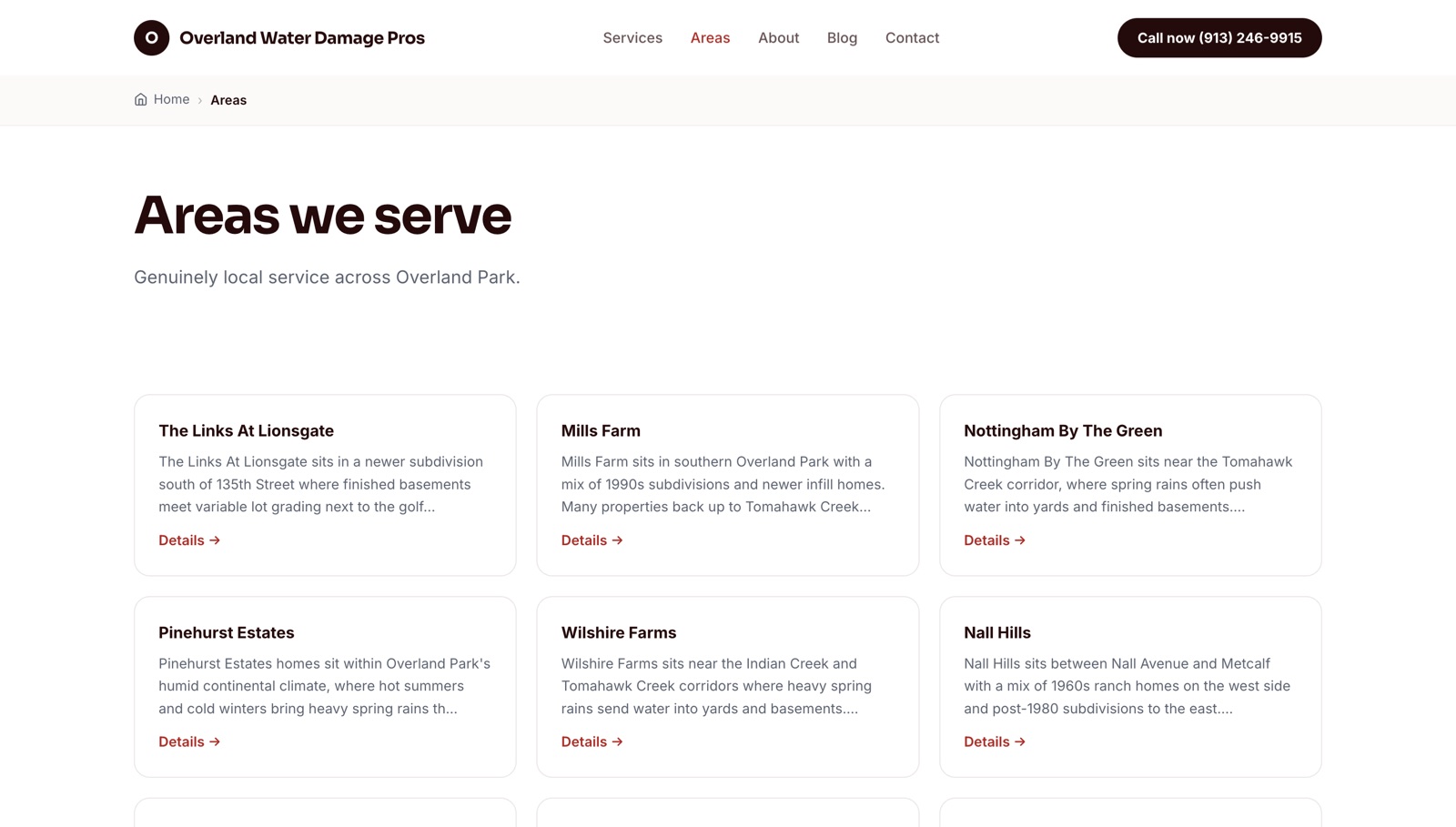 Service-area page