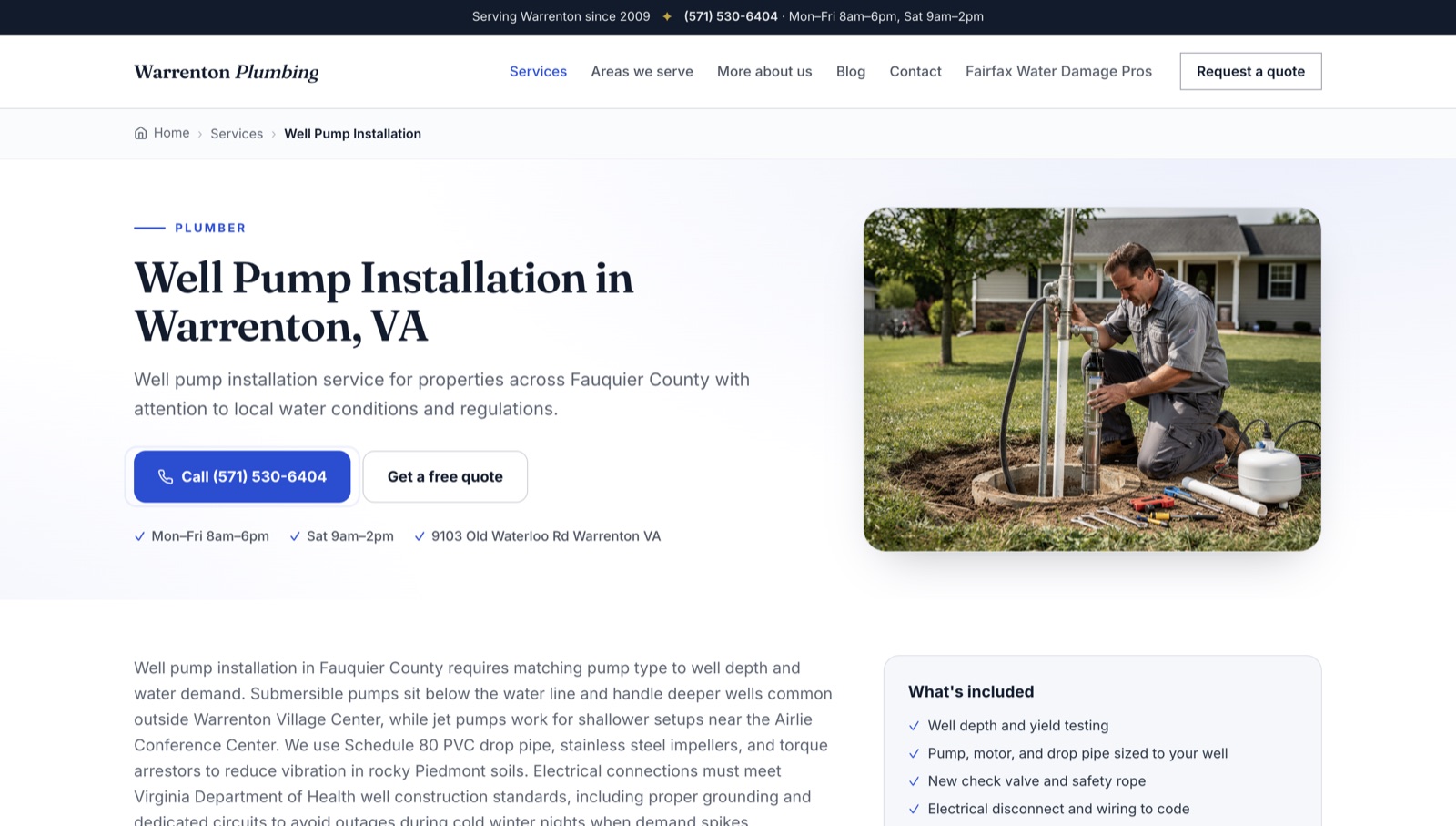 Service page